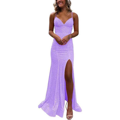 Sequin Mermaid Prom Dress Sparkly Spaghetti Strap Formal Dresses Long Evening Gowns