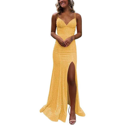 Sequin Mermaid Prom Dress Sparkly Spaghetti Strap Formal Dresses Long Evening Gowns
