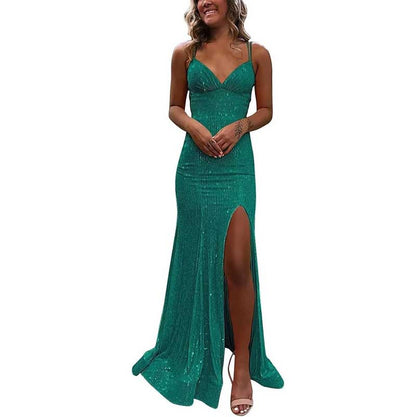 Sequin Mermaid Prom Dress Sparkly Spaghetti Strap Formal Dresses Long Evening Gowns