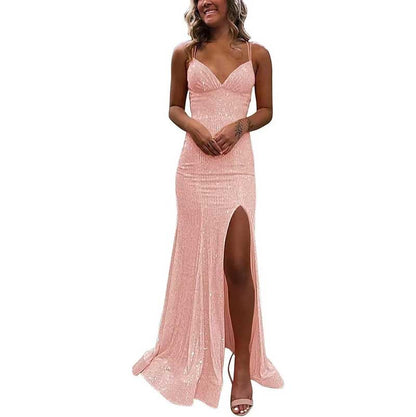 Sequin Mermaid Prom Dress Sparkly Spaghetti Strap Formal Dresses Long Evening Gowns