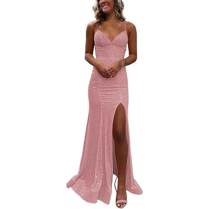 Sequin Mermaid Prom Dress Sparkly Spaghetti Strap Formal Dresses Long Evening Gowns