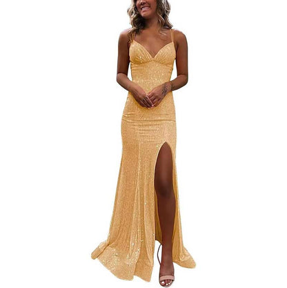 Sequin Mermaid Prom Dress Sparkly Spaghetti Strap Formal Dresses Long Evening Gowns