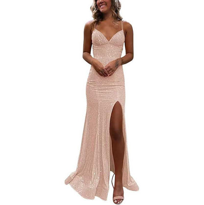 Sequin Mermaid Prom Dress Sparkly Spaghetti Strap Formal Dresses Long Evening Gowns
