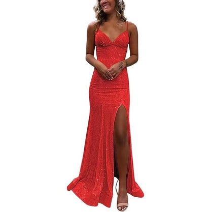 Sequin Mermaid Prom Dress Sparkly Spaghetti Strap Formal Dresses Long Evening Gowns