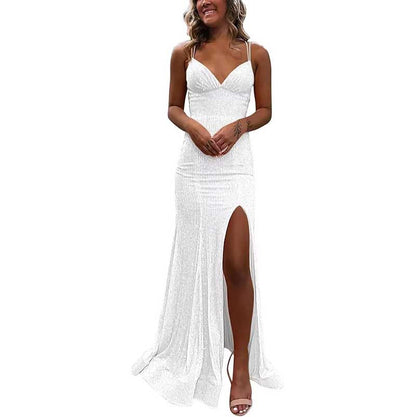 Sequin Mermaid Prom Dress Sparkly Spaghetti Strap Formal Dresses Long Evening Gowns