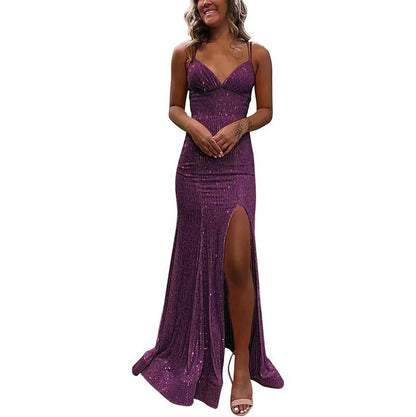 Sequin Mermaid Prom Dress Sparkly Spaghetti Strap Formal Dresses Long Evening Gowns