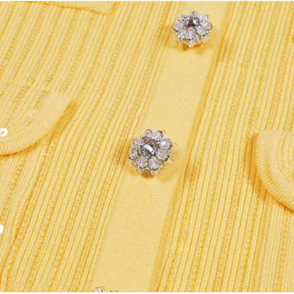 Sequin Knit Cardigan Crop Top + Skirt Suit