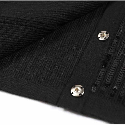 Sequin Knit Cardigan Crop Top + Skirt Suit