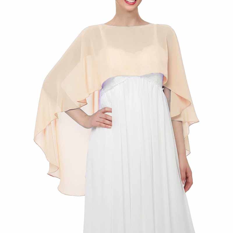 Sheer Shawls Chiffon Capes Wraps For Evening Dresses Soft Wedding Cover Up