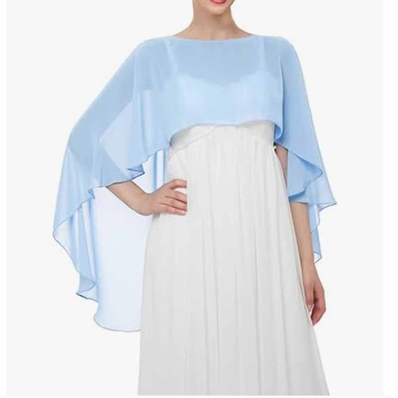 Sheer Shawls Chiffon Capes Wraps For Evening Dresses Soft Wedding Cover Up