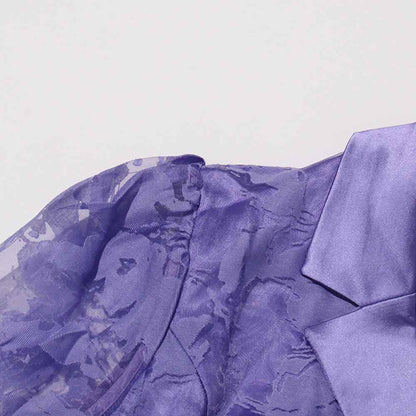 Shirt Collar Two Piece Midi Skirt Suit With Half-Sleeves