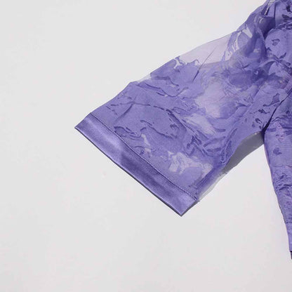 Shirt Collar Two Piece Midi Skirt Suit With Half-Sleeves