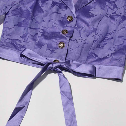 Shirt Collar Two Piece Midi Skirt Suit With Half-Sleeves