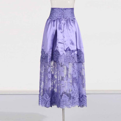 Shirt Collar Two Piece Midi Skirt Suit With Half-Sleeves