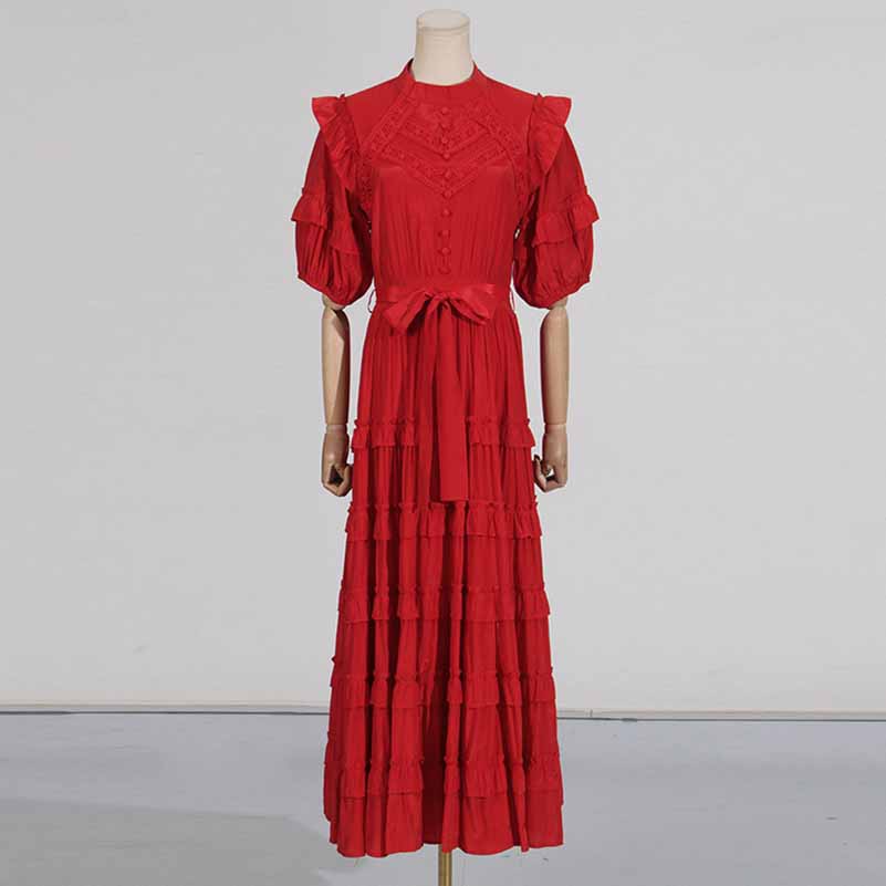 Short Sleeve Stringy Selvedge Round Neck Midi Dress