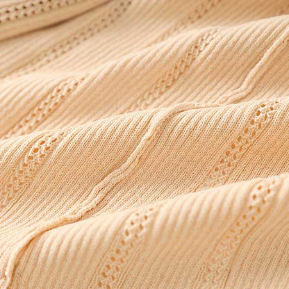 Short Sleeves Knitted Midi Dress Beaded Collar Body-Con Long Dress