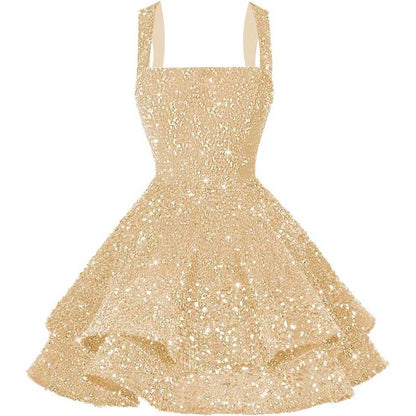 Short Sparkly Homecoming Dresses Sweet 16 Tiered Short Cocktail Party Gown
