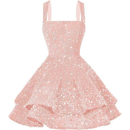 Short Sparkly Homecoming Dresses Sweet 16 Tiered Short Cocktail Party Gown