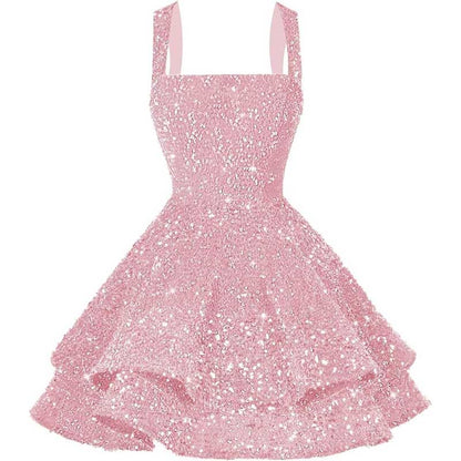 Short Sparkly Homecoming Dresses Sweet 16 Tiered Short Cocktail Party Gown