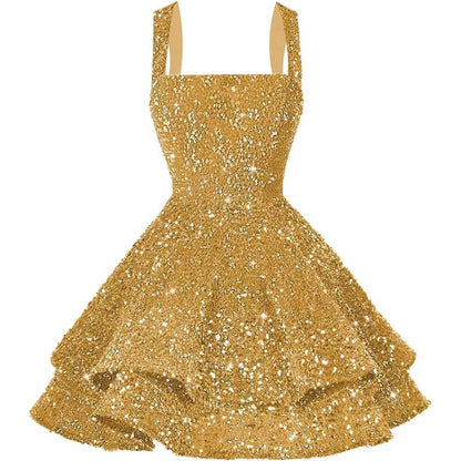 Short Sparkly Homecoming Dresses Sweet 16 Tiered Short Cocktail Party Gown