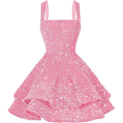 Short Sparkly Homecoming Dresses Sweet 16 Tiered Short Cocktail Party Gown