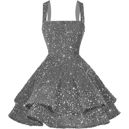 Short Sparkly Homecoming Dresses Sweet 16 Tiered Short Cocktail Party Gown