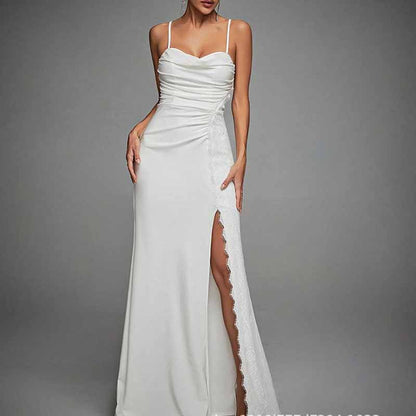Simple Spaghetti Strap A-Line Prom Dress – Wedding Guest & Bridal Party Dress
