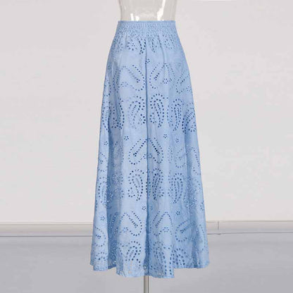 Sleeveless Embroidered Two Piece Long Skirt Suit