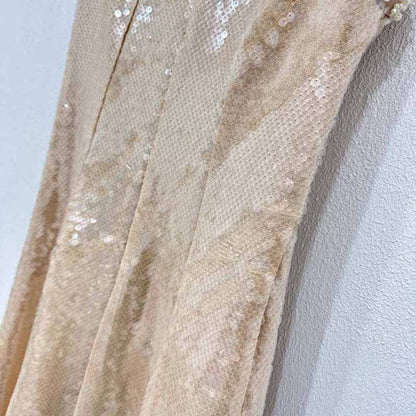 Sleeveless Midi Sequin Dress With Pearl Appliques