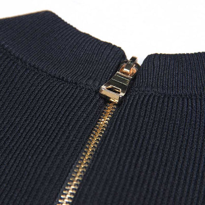 Sleveless Hollowed-Standard Collar Knit Midi Dresses