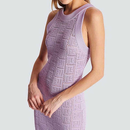 Sleveless Knitted Halter-Neck Midi Dresses
