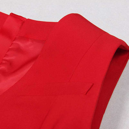 Sleeveless V-Neck Double-Breasted Short A-Line Dresses