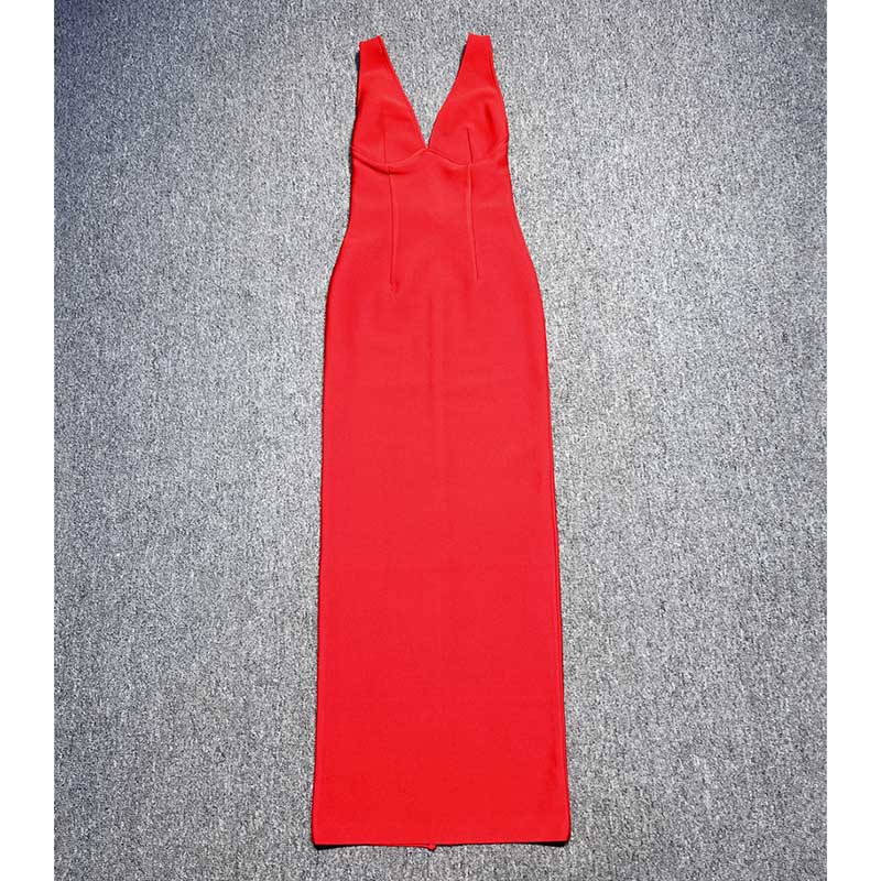 Slinky red knit dress with open back