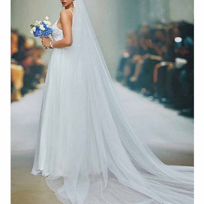 Spaghetti Strap A-Line Wedding Dress – Simple Bridesmaid Gown for Wedding Party