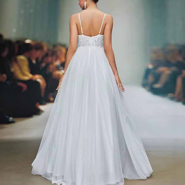 Spaghetti Strap A-Line Wedding Dress – Simple Bridesmaid Gown for Wedding Party
