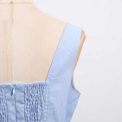 Square-Neck Belted Midi Dress