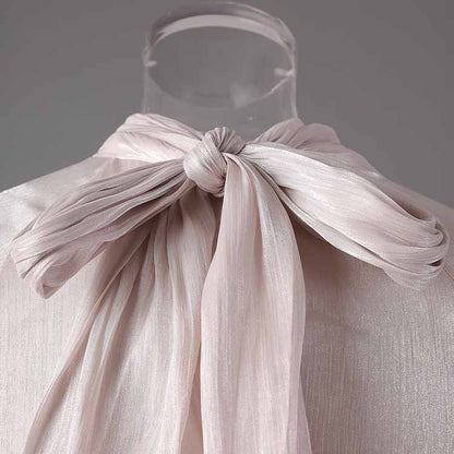 Trendy Stand Collar Ruffle Long Sleeve Dress with Waist Shaping