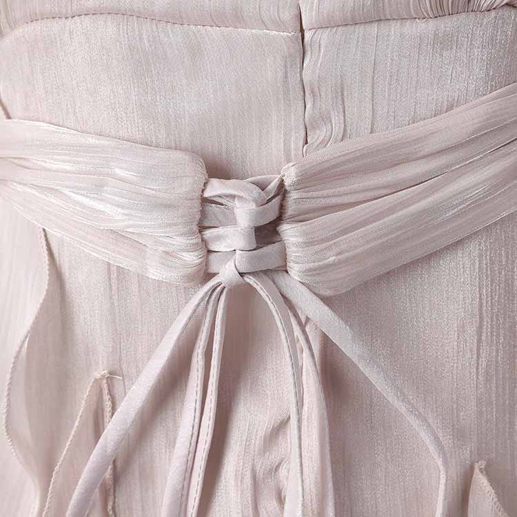 Trendy Stand Collar Ruffle Long Sleeve Dress with Waist Shaping