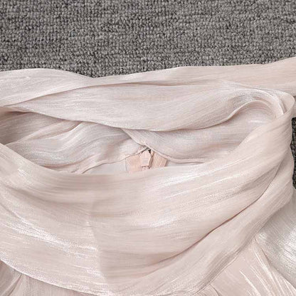 Trendy Stand Collar Ruffle Long Sleeve Dress with Waist Shaping