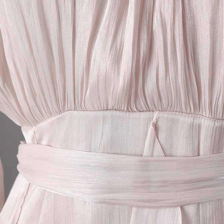 Trendy Stand Collar Ruffle Long Sleeve Dress with Waist Shaping