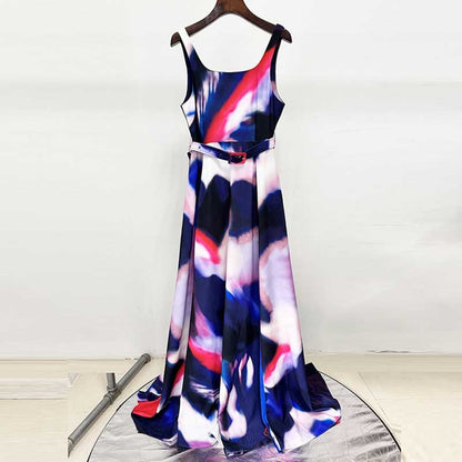 Strapless Floral-Printed Long Dress