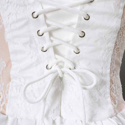 Lace & Rose Embellished Mini Dress – Strapless Party Dress with Patchwork Design