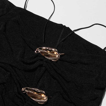 Strapless Off-Shoulder A-Line long-sleeved Dress Pin-tucked Maxi Dress