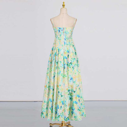 Strapless Ruched Floral-print Maxi Dress