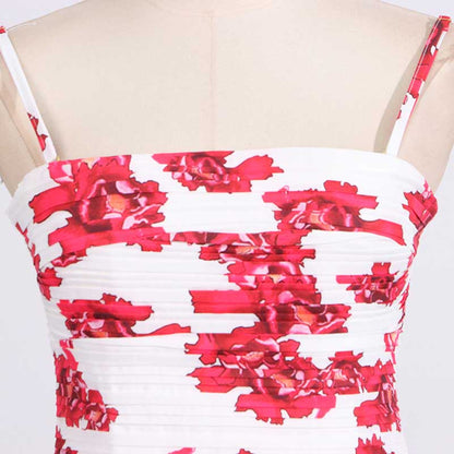 Strapless Ruched Floral-print Maxi Dress