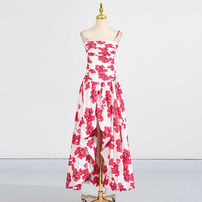 Strapless Ruched Floral-print Maxi Dress