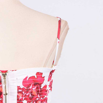 Strapless Ruched Floral-print Maxi Dress