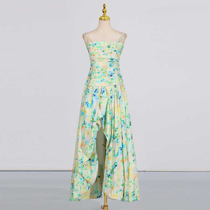 Strapless Ruched Floral-print Maxi Dress