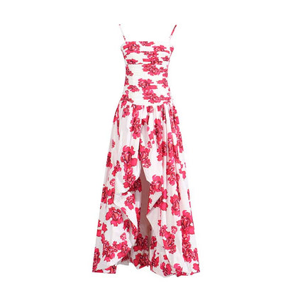 Strapless Ruched Floral-print Maxi Dress