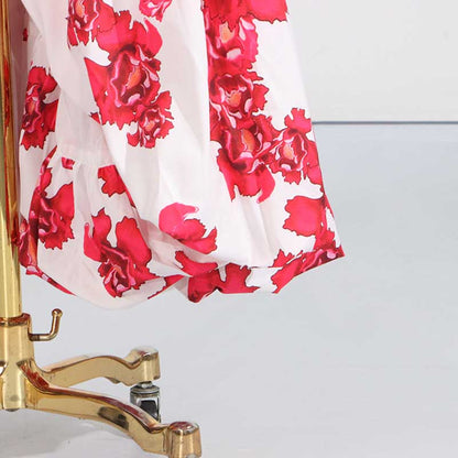 Strapless Ruched Floral-print Maxi Dress